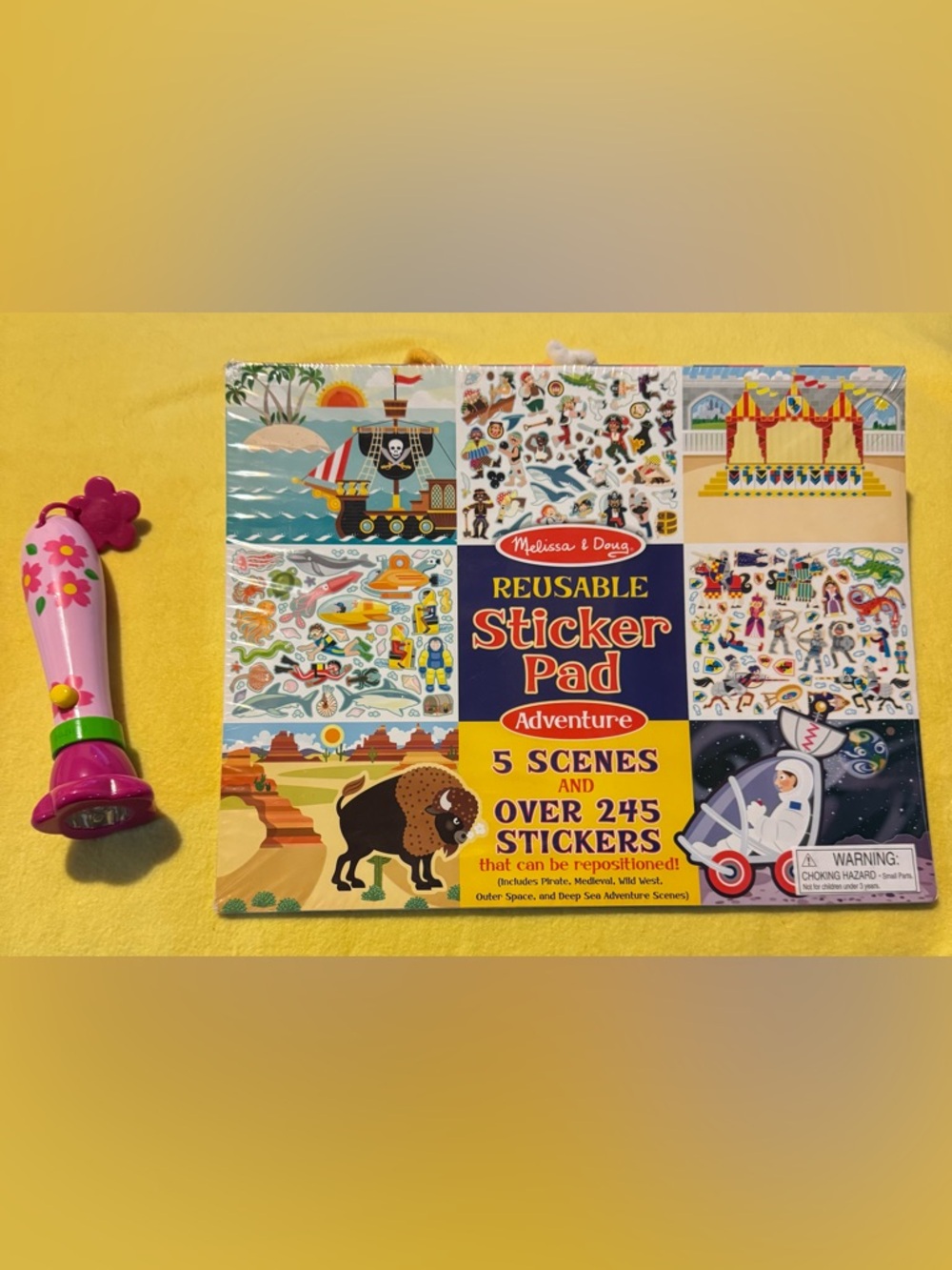 Melissa & Doug Adventure Reusable Sticker Pad - & a Melissa & Doug Flashlight